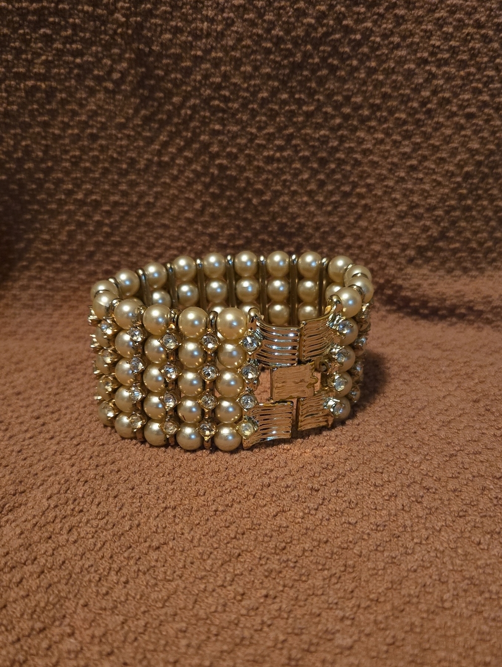 Vintage Faux Pearl & Rhinestone Bracelet